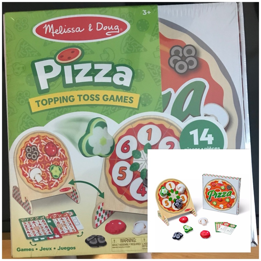 Melissa & Doug Wooden Double-Sided Pizza Topping Toss Games